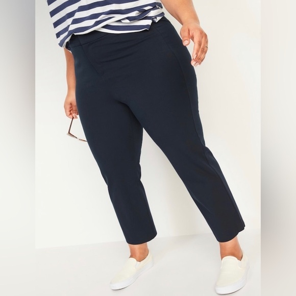 NWT! Old Navy High-Waisted Pixie Straight Ankle Pants Navy - Multiple 💙 - Picture 8 of 8